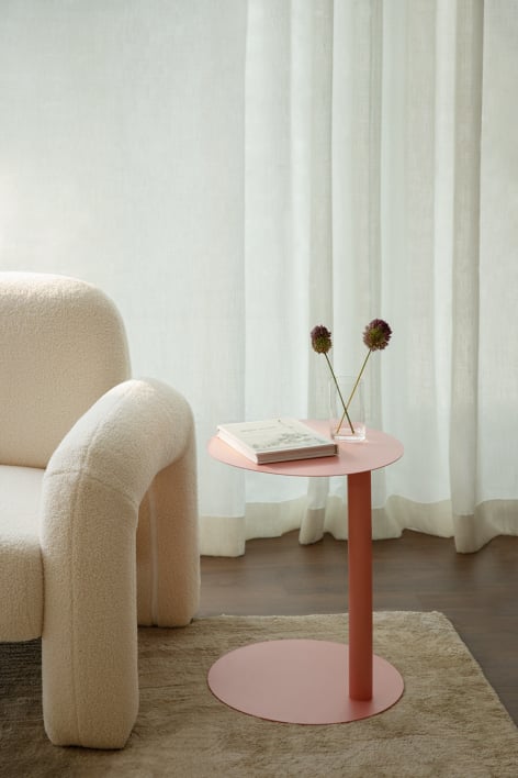 Ronde bijzettafel Ø40 cm van staal Yannik - Roze – pioen