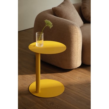 Ronde Bijzettafel Ø40 Cm In Roestvrij Staal Yannik Geel – Curry - Sklum