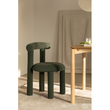 2-pack Eetkamerstoelen In Bouclé Stof Gia Bouclé Leger Groen - Sklum