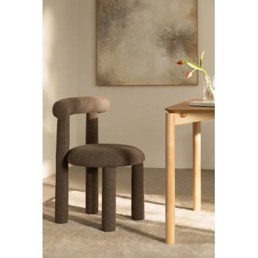 Pack Van 4 Eetkamerstoelen In Bouclé Stof Gia Bouclé Bruin - Tarwe - Sklum