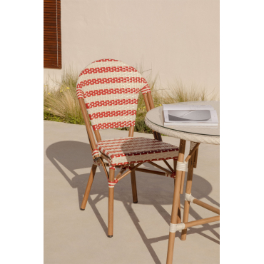 Stapelfauteuil Voor De Tuin In Synthetisch Riet En Aluminium Solange Bistro Beige – Crème - Rood – Bordeaux - Sklum