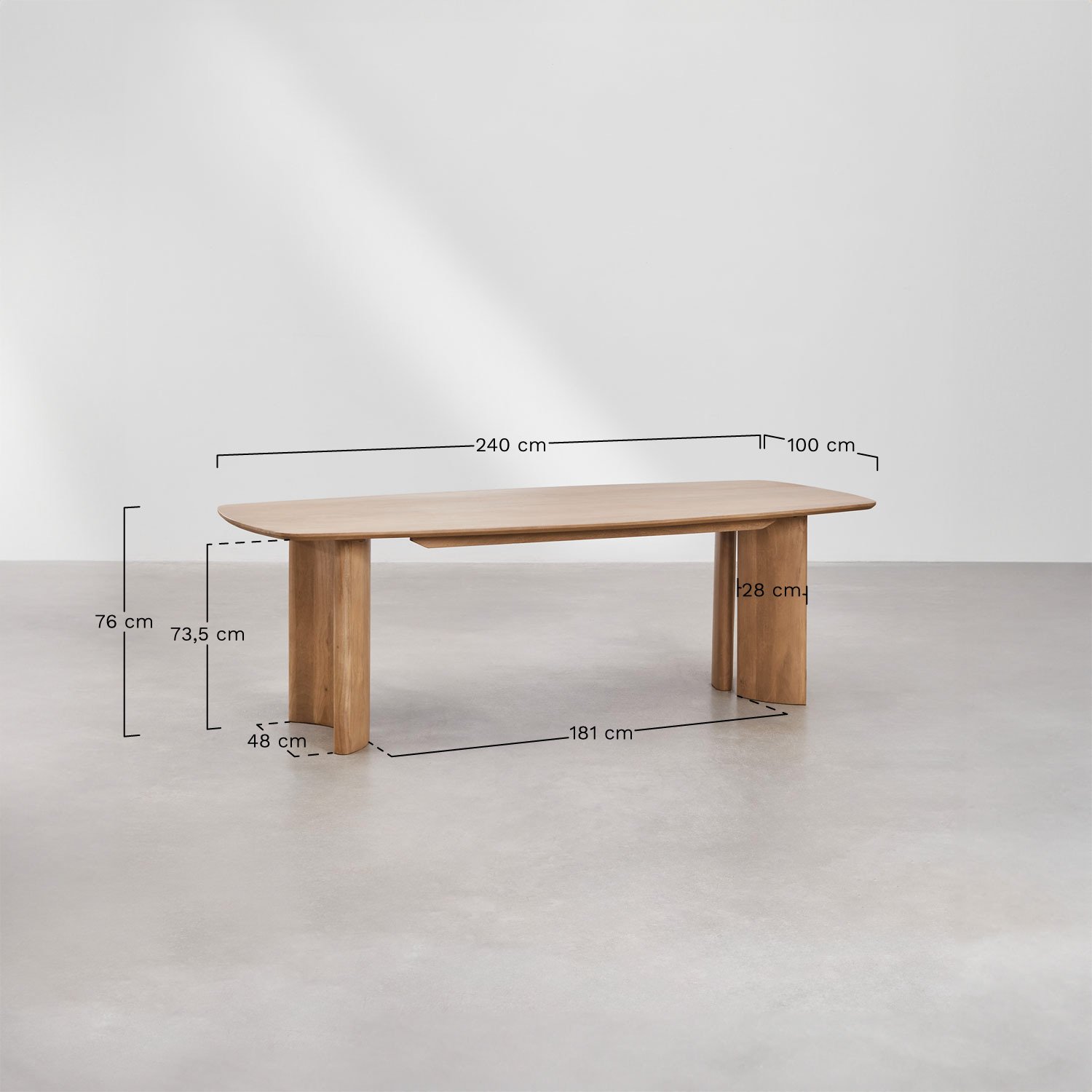 Rechthoekige eettafel in Sidney mangohout, AFMETINGEN