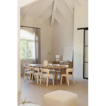 Rechthoekige Tafelset 240x100 In Miller Mangohout En 8 Gestoffeerde Brusel Eetkamerstoelen Mangohout - Sklum
