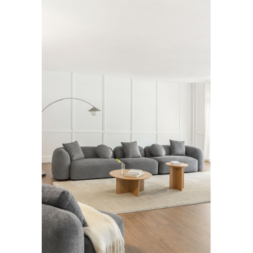 Modulaire 3-delige Bank In Chenille Coco Granietgrijs Dik Chenilledoek - Sklum