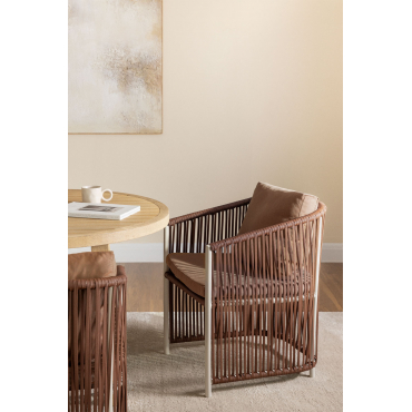 Set Van 2 Eetkamerstoelen Met Armleuningen In Aluminium En Gevlochten Touw Sophie Nagi Brąz - Sklum