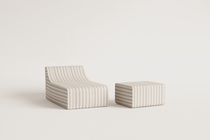 Tuinset met fauteuil en poef in Sandel-stof