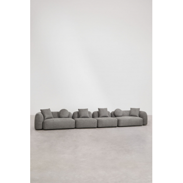 Modulaire 4-delige Bank In Chenille Coco Granietgrijs Dik Chenilledoek - Sklum