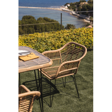 Set Van 2 Tuinstoelen Met Armleuningen In Synthetisch Rattan Zole Zwart & Geen Kussen - Sklum