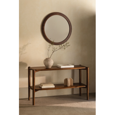 Consoletafel 130x40 Cm Van Mangohout Gina Donker Handvat Hout - Sklum
