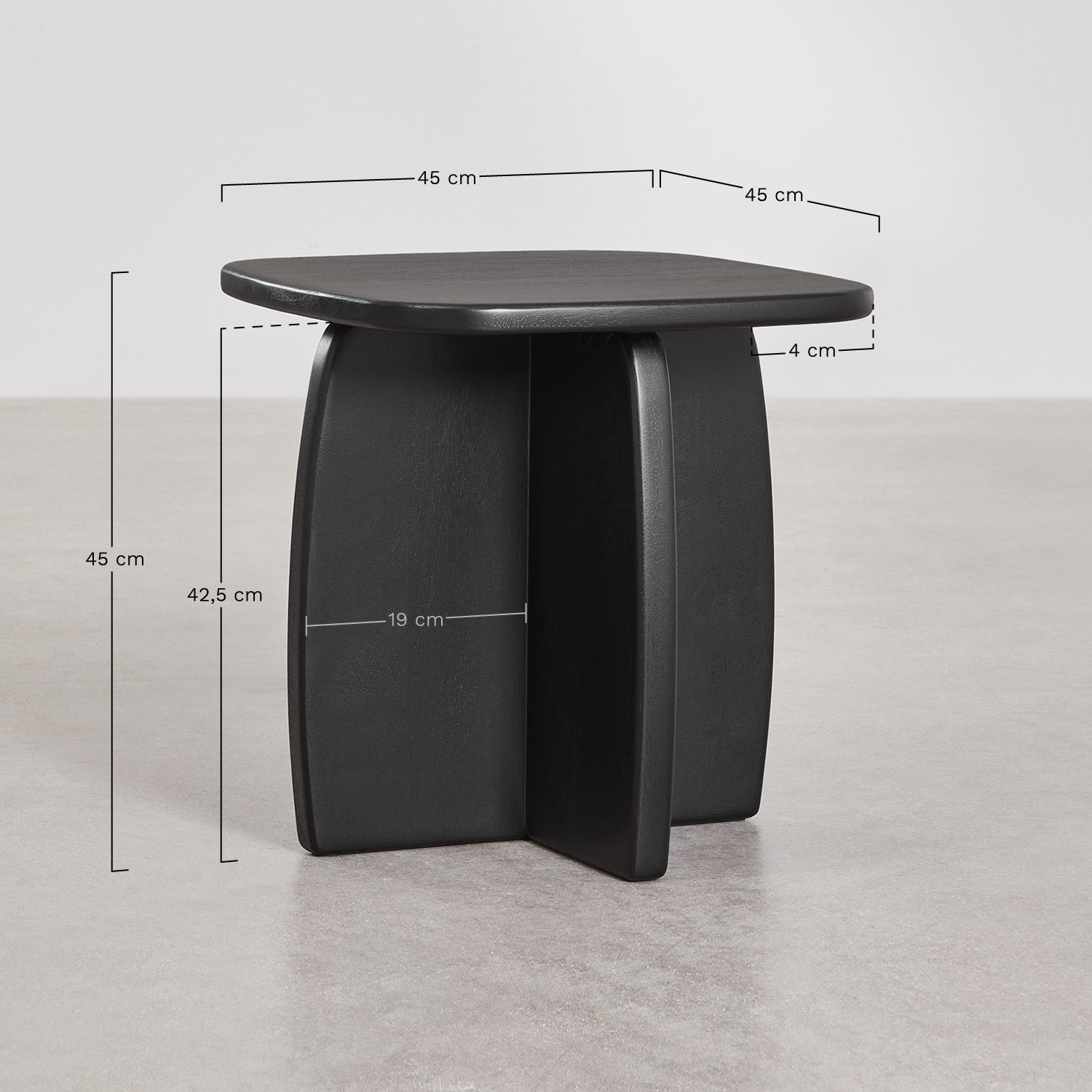 Agathe mangohouten bijzettafel, 45x45 cm , AFMETINGEN