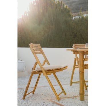 Set Van 4 Opvouwbare Bamboe Tuinstoelen Nelida Bamboe & Geen Kussen - Sklum