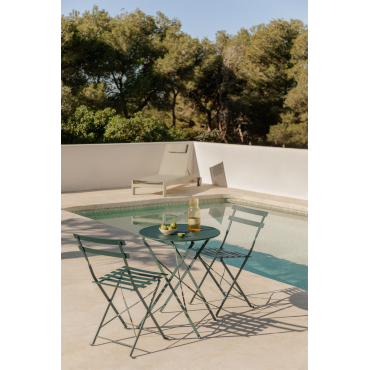 Ronde Tuintafelset Ø60 Cm Van Staal En 2 Opvouwbare Tuinstoelen Sergey Jungle Groen - Sklum