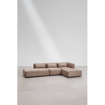 3-delige Modulaire Chaise Longue-bank Rechts Met Fogler Chaise Longue Corduroy Kameelbruin - Sklum