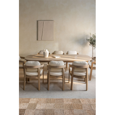 Rechthoekige Tafelset 240x100 Cm In Acaciahout En 8 Uleno Acaciahouten Eetkamerstoelen Lichte Acaciekleur - Sklum