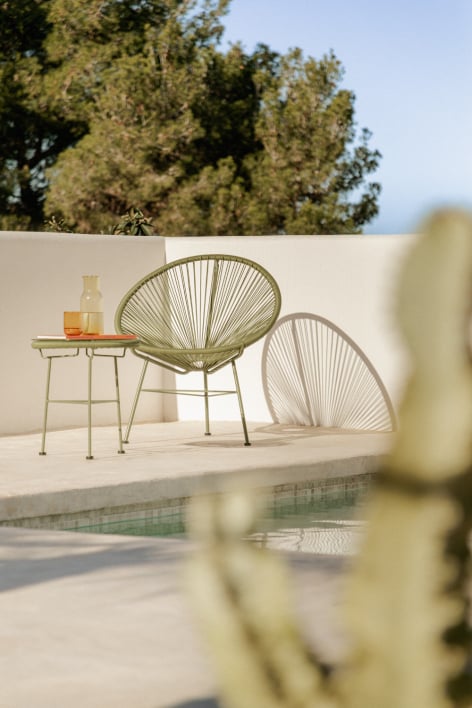 Nieuwe Acapulco tuinstoel in staal en synthetisch wicker - Groen – intens olijf