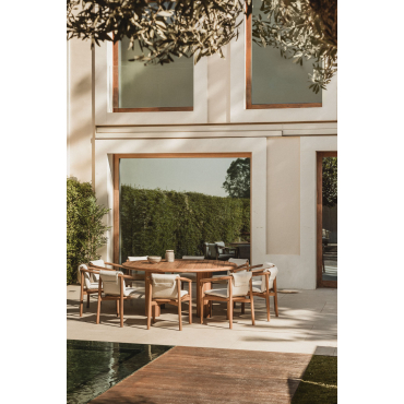 Set Van 180 Cm Ronde Tafel Van Danara Acaciahout En 10 Elmina Acaciahouten Tuinstoelen Acacia Bruin - Sklum