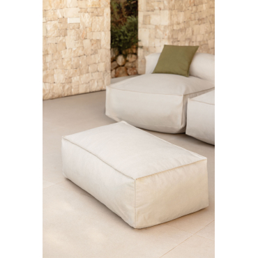 Tuinpoef 110x65 Cm In Dojans-stof Beige - Semoline - Sklum