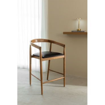 Hoge Leren Kruk (70 Cm) Visby Zwart - Sklum