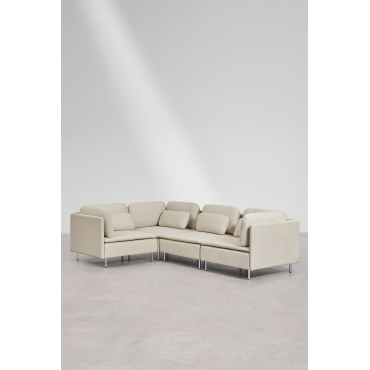 Modulaire Hoekbank Met 4 Delen Oriol Stof Crème Beige - Sklum