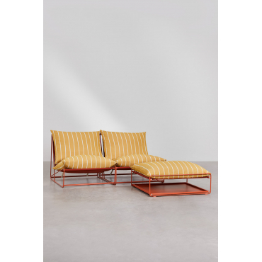 2-delige Modulaire Bank En Converteerbare Poef Amaro Honing Geel - Rood – Klei - Sklum