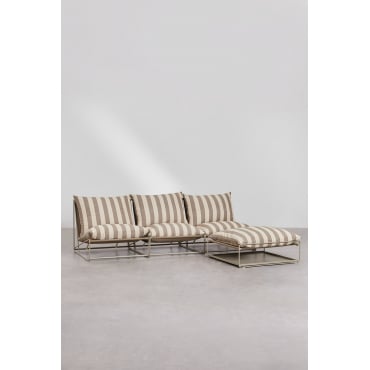 3-delige Modulaire Bank En Ombouwbare Poef Amaro Tapioca Beige - Bruin - Mokka - Sklum