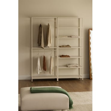 Janine 2-delige Open Modulaire Kledingkast Met Kledingrek En Stalen Planken Tapioca Beige - Sklum
