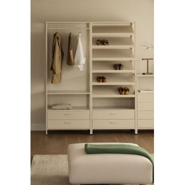 Janine 2-delige Open Modulaire Kledingkast Met Lades En Schoenenrek In Staal Tapioca Beige - Sklum