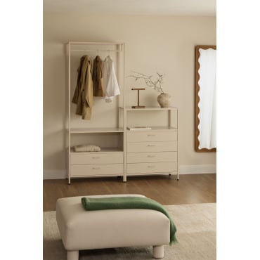 Janine 2-delige Open Modulaire Kledingkast Met Kledingrek En Lades Tapioca Beige - Sklum