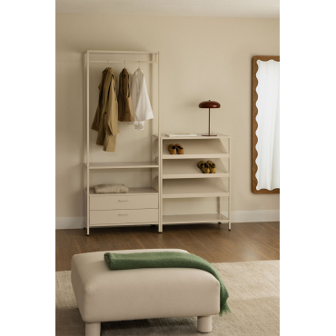 Janine 2-delige Open Modulaire Kledingkast Met Lades En Laag Stalen Schoenenrek Tapioca Beige - Sklum