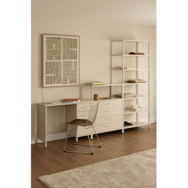 Janine Stalen Bureau, Ladekast En Plankenset Tapioca Beige - Sklum