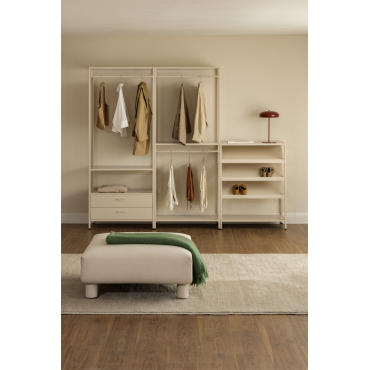 Janine 3-delige Open Modulaire Kledingkast Met Laag Stalen Schoenenrek Tapioca Beige - Sklum
