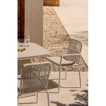 Stapelbare Tuinstoel Met Armleuningen In Aluminium Alberta Gardenia Wit - Sklum