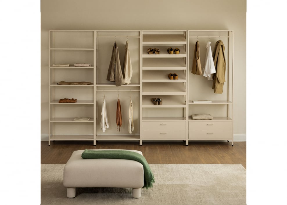 Janine 4-delige open modulaire kledingkast met stalen planken