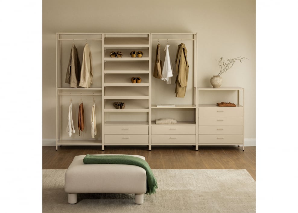 Janine 4-delige open modulaire kledingkast met stalen lades