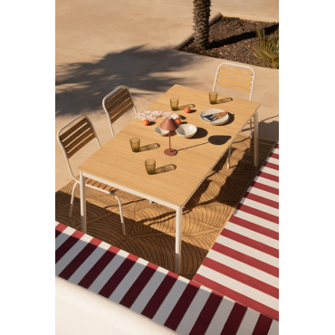 Tuin Tafel Rechthoekig 160x90 Cm Van Staal En Acaciahout Artus Gardenia Wit - Sklum