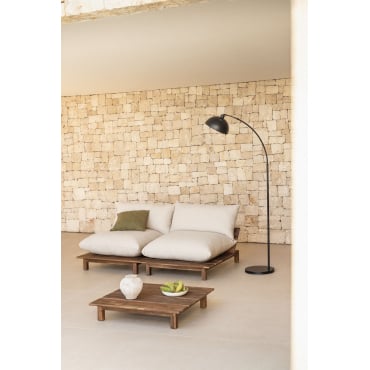 Tuinset Met 2-delige Modulaire Relaxbank En Salontafel In Brina Acaciahout Beige – Crème - Sklum