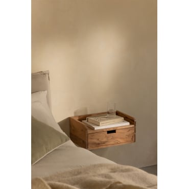 Narbona Zwevend Rechthoekig Nachtkastje 45x30 Cm Van Acaciahout Rustiek Acaciabruin - Sklum