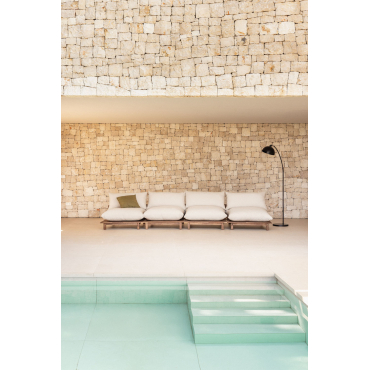 Modulair Tuinbankstel Met 4 Delen In Acaciahout Brina Beige – Crème - Sklum