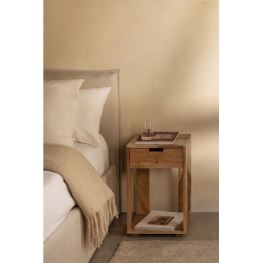 Set Van 2 Vierkante Nachtkastjes 35x35 Cm In Leduc Hout Rustiek Acaciabruin - Sklum