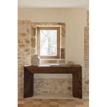 Inkomhalconsole 150x35 Cm In Gerecycled Hout Juvira Donker Hout - Sklum