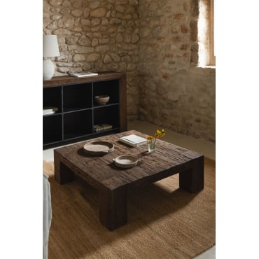 Vierkante Salontafel 100x100 Cm In Gerecycled Juvira Hout 100 X 100 Cm - Sklum