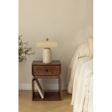 Set Van 2 Ferni Houten Nachtkastjes, 40x35 Cm Donker Handvat Hout - Sklum