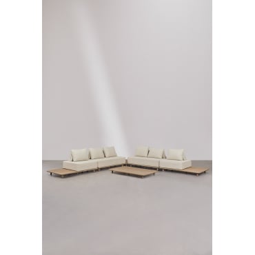 Woonkamerset Met Een Modulaire Hoekbank Met 4-delige Set, Een Bijzettafel En Een Salontafel, 160 X 95 Cm, In Portet Acacia. Gardenia Wit - Sklum
