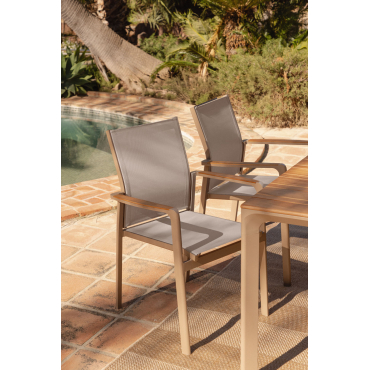 Set Van 2 Stapelbare Tuinstoelen Met Armleuningen In Elvira Aluminium Moka Bruin - Sklum