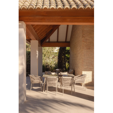 Arhiza Classic Rechthoekige Tafelset, 160x90 Cm, En 6 Aluminium Tuinstoelen. Bruin - Mokka - Sklum