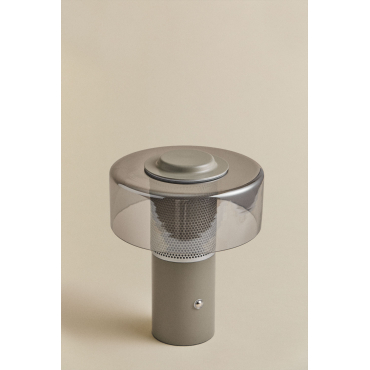 Draadloze Led Tafellamp In Glas En Staal Elfriede Grijs – Taupe – Koel - Sklum