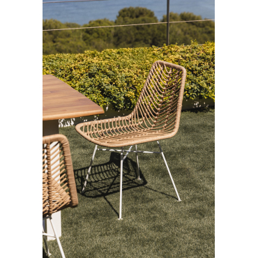 Set Van 2 Tuinstoelen In Synthetisch Riet Natuurlijk Gouda Natuurlijk & Wit - Sklum