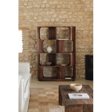 Diepe Houten Stellingkast ↑170 Cm Donker Handvat Hout - Sklum