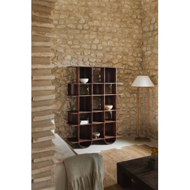 130x180 Cm Houten Rek Flin Donker Handvat Hout - Sklum