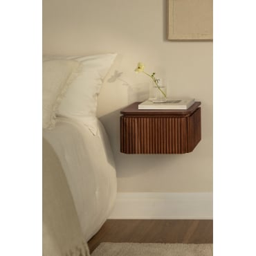 Mesita De Noche Zwevend Rechthoekig 35x30 Cm In Acaciahout Biljandi Donker Acaciabruin - Sklum